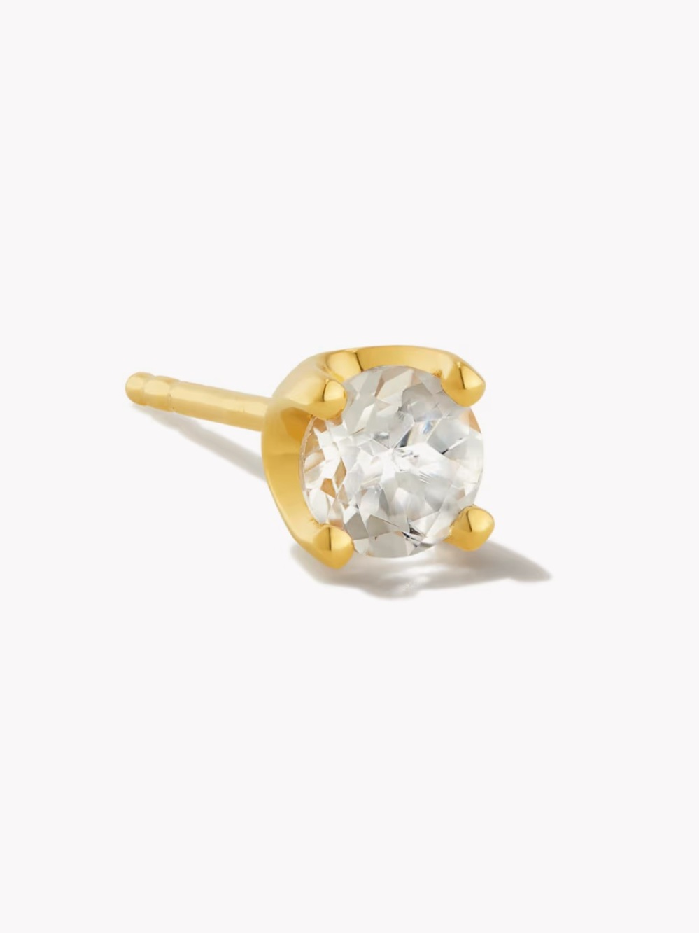 NEW Kendra Scott Topaz 18k Gold Vermeil SINGLE Stud Earring in White Topaz